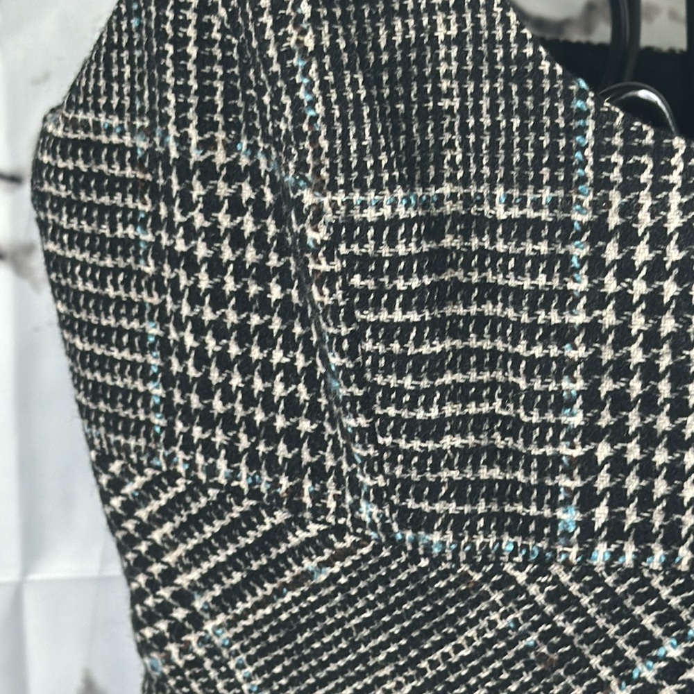 Zara Basic Plaid Jumper Houndstooth Wool Blend Midi Shift School Girl Academia - Picture 5 of 11